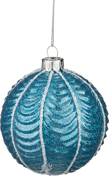 ДЕКОРАТИВНОЕ ИЗДЕЛИЕ ШАР СТЕКЛЯННЫЙ ДИАМЕТР=8 СМ. ВЫСОТА=9 СМ. ЦВЕТ: ГОЛУБОЙ (862-120)