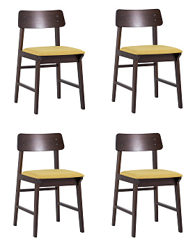 Комплект из четырех стульев ODEN мягкая тканевая желтая обивка