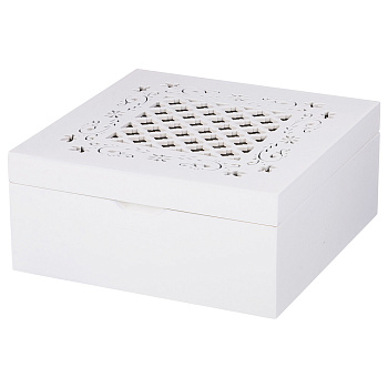 ШКАТУЛКА ДЛЯ ЧАЯ БЕЛАЯ С 4-МЯ СЕКЦИЯМИ 18*8*18 СМ (255-143)