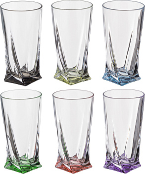 НАБОР СТАКАНОВ ДЛЯ СОКА ИЗ 6 ШТ. "КВАДРО ДЕКОРЕЙШН 72Т76" 350 МЛ ВЫСОТА=15 СМ (669-034)