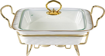 МАРМИТ СО СТЕКЛЯННОЙ КРЫШКОЙ НА МЕТАЛ. ПОДСТАВКЕ 1,5 Л. 33*23*10 СМ. (772-061)