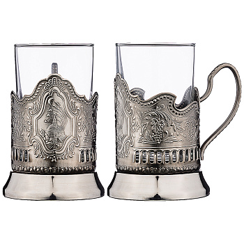 НАБОР НИКЕЛИРОВАННЫЙ С ЧЕРНЬЮ "КОСМОС"  С ПРОСТЫМ СТАКАНОМ (386-1050)