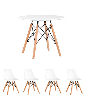 Комплект детский Eames стол и четыре стула белые