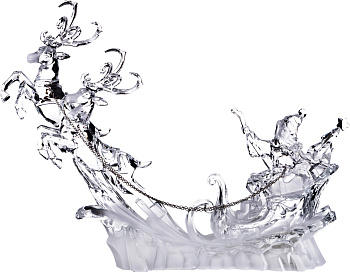 ФИГУРКА С ПОДСВ."ВОЛШЕБНАЯ ОЛЕНЬЯ УПРЯЖКА ДЕДА МОРОЗА" 48*13 СМ.ВЫСОТА=38 СМ.ДИЗАЙН ГОРН.ХРУСТАЛЬ (2