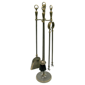 Каминный набор Анелло, 4 предмета на подставке под бронзу AL-82-081-ANT
